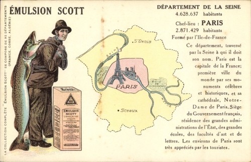 Maps postcard paris department - maps,